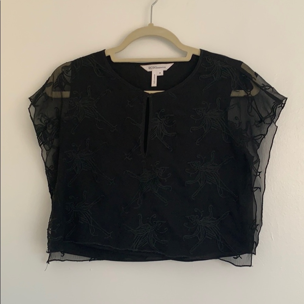 BCBGeneration Cropped Embroidered Top